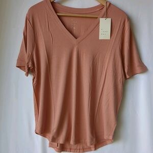 A New Day Women's Short Sleeve V-Neck Tee - Peach